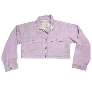 Air Space Lady Lavender‎ Rose Cropped Jean Jacket